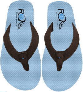 flip flops blue brown top